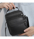 Чоловічі шкіряні сумки планшет 17х21х9, барсетка через плече з ручкою чорна 86802 картинка, зображення, фото