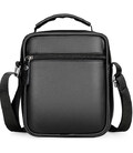 Чоловічі шкіряні сумки планшет 17х21х9, барсетка через плече з ручкою чорна 86802 картинка, зображення, фото