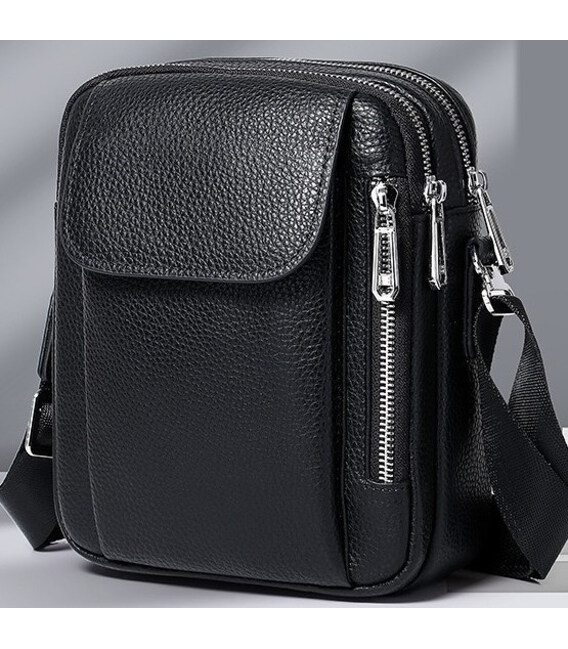 Чоловіча шкіряна сумка-барсетка 19х24х7.5, сумочка планшет через плече чорна Bexhill BX-09164 картинка, зображення, фото