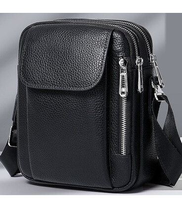 Мужская кожаная сумка-барсетка 19х24х7.5, сумочка планшет через плечо черная Bexhill BX-09164 фото, картинка, изображение