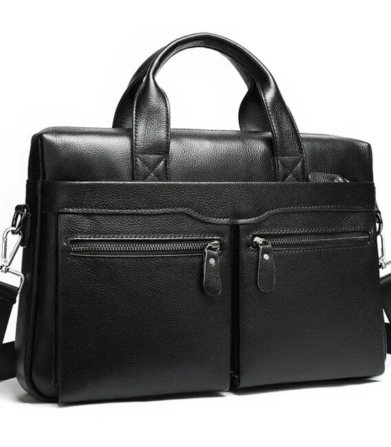 Мужская сумка для офиса 39x28×8, портфель папка для ноутбука и бумаг SK N76955 черный фото, картинка, изображение