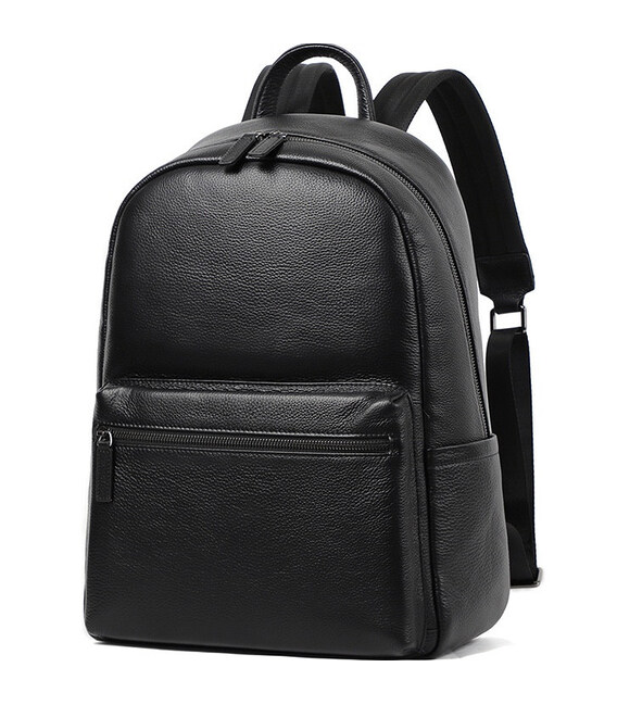 Чоловічий рюкзак з натуральної шкіри 28х39х15, наплічник для ноутбука та документів Tiding Bag 81809 чорний картинка, зображення