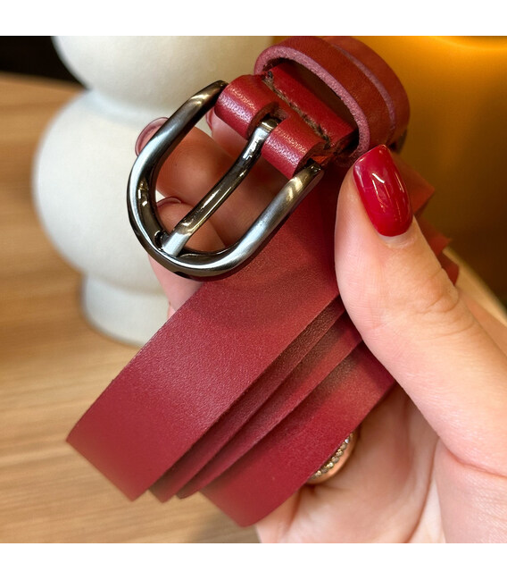 Кожаный женский ремень красного цвета 4711 фото, картинка, изображение