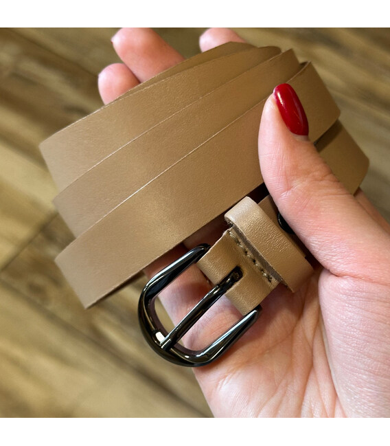 Кожаный женский ремень в бежевом цвете 3334 фото, картинка, изображение