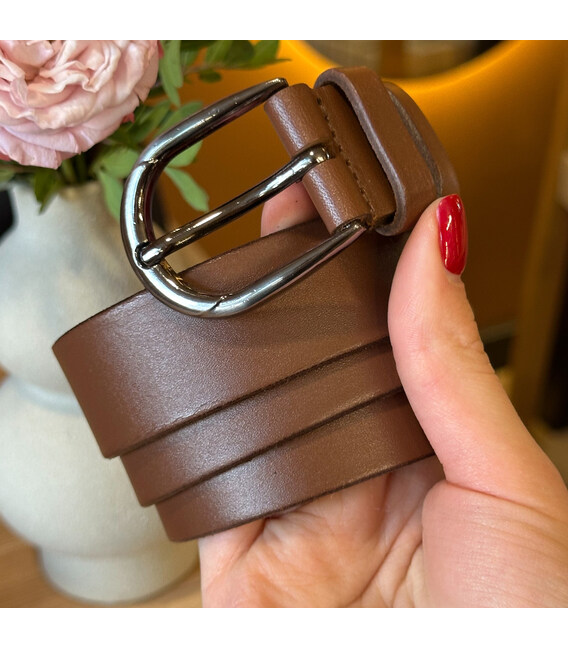 Шкіряний жіночий ремінь в коричневому кольорі 6081 картинка, зображення, фото