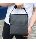 Сумка месенджер 21.5x25x7 шкіряна барсетка для чоловіків Tiding Bag 35775 чорна картинка, зображення, фото