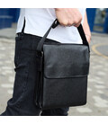 Сумка месенджер 21.5x25x7 шкіряна барсетка для чоловіків Tiding Bag 35775 чорна картинка, зображення, фото
