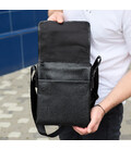 Сумка месенджер 21.5x25x7 шкіряна барсетка для чоловіків Tiding Bag 35775 чорна картинка, зображення, фото