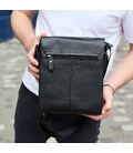 Сумка месенджер 21.5x25x7 шкіряна барсетка для чоловіків Tiding Bag 35775 чорна картинка, зображення, фото
