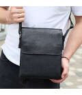 Сумка месенджер 21.5x25x7 шкіряна барсетка для чоловіків Tiding Bag 35775 чорна картинка, зображення, фото