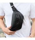 Бананка мужская нагрудная 14х29х8, вместительная сумка слинг для гаджетов TD-37698 черная фото, картинка, изображение