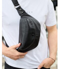 Бананка чоловіча нагрудна 14х29х8, містка сумка слінг для гаджетів TD-37698 чорна картинка, зображення, фото