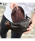 Мужской кожаный нагрудной рюкзак для телефона 14х29х8, сумка бананка для города и отдыха 70101 черная фото, картинка, изображени