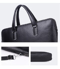 Шкіряна чоловіча ділова сумка-портфель портфель для ноутбука 37х28.5х7, дипломат для офіса Tiding Bag 64028 чорний картинка, зоб