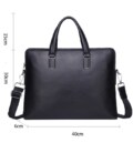Кожаная мужская деловая сумка-портфель портфель для ноутбука 37х28.5х7, дипломат для офиса Tiding Bag 64028 черный фото, картинк