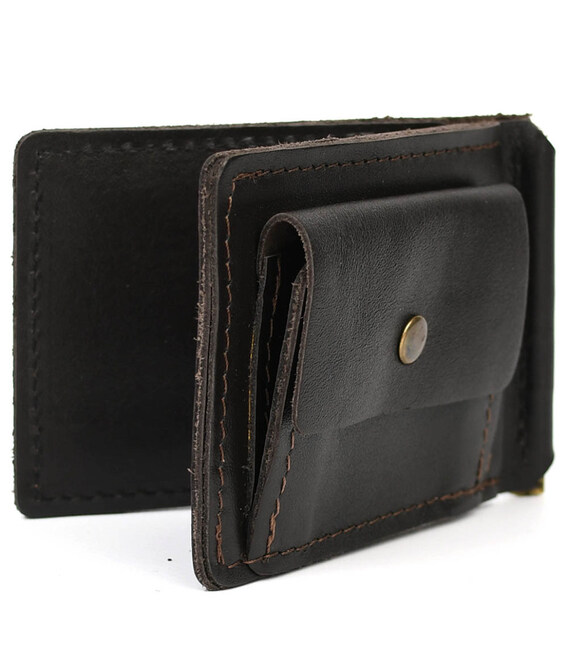 Затискач із монетницею шкіряний коричневий Наппа GC-hold2-3md TARWA фото, картинка, изображение