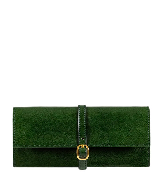 Шкіряний жіночий дорожній футляр для ювелірних виробів - Madame Bovary - Зелений колір - Time Resistance 5241001 фото, картинка,