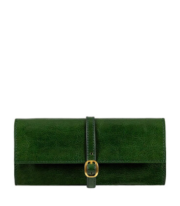 Шкіряний жіночий дорожній футляр для ювелірних виробів - Madame Bovary - Зелений колір - Time Resistance 5241001 картинка, зобра