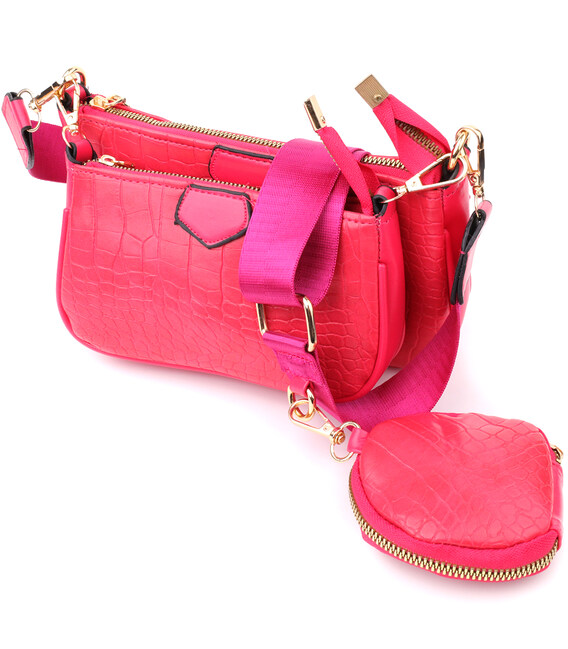 Женский удобный двойной клатч из экокожи Vintage sale_15136 Розовый фото, картинка, изображение