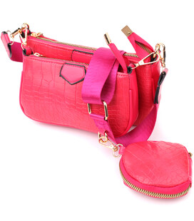 Жіночий зручний подвійний клатч із екошкіри Vintage sale_15136 Рожевий картинка, зображення, фото