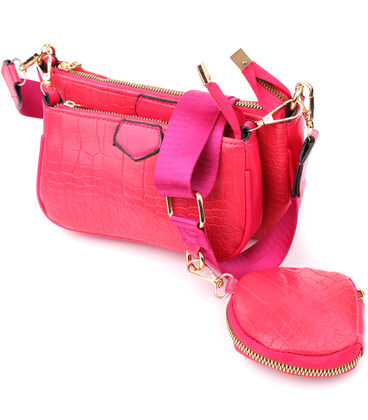 Женский удобный двойной клатч из экокожи Vintage sale_15136 Розовый фото, картинка, изображение