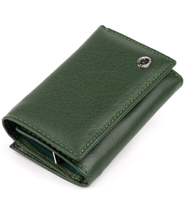 Горизонтальное портмоне из кожи унисекс на магните ST Leather 19332 Зеленое фото, картинка, изображение