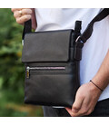 Мужская барсетка 23х26х6, мессенджер через плечо кожаный Tiding Bag 80471 черный фото, картинка, изображение