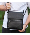 Чоловіча барсетка 23х26х6, месенджер через плече шкіряний Tiding Bag 80471 чорний картинка, зображення, фото