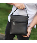 Чоловіча барсетка 23х26х6, месенджер через плече шкіряний Tiding Bag 80471 чорний картинка, зображення, фото