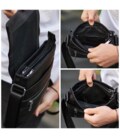 Мужская барсетка 23х26х6, мессенджер через плечо кожаный Tiding Bag 80471 черный фото, картинка, изображение