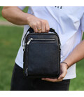 Чоловіча сумка-барсетка через плече з ручкою 21х26х6 сумка месенджер шкіряна Tiding Bag M616932 чорна картинка, зображення, фото