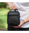 Чоловіча сумка-барсетка шкіряна 17x21x9, сумочка планшет для гаджетів Tiding Bag 32051 чорна картинка, зображення, фото