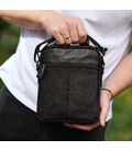 Сумка-барсетка чоловіча через плече 19х24х8, месенджер шкіряний гладкий Tiding Bag TD-55467 чорний колір картинка, зображення, ф