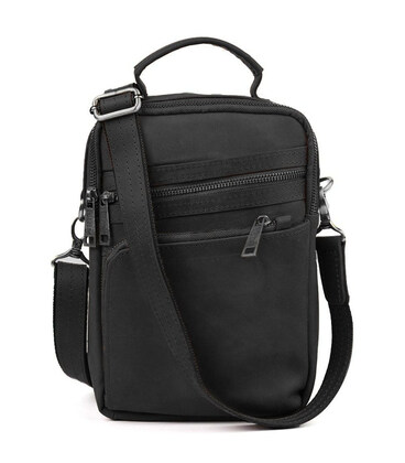 Сумка через плече з вертикальною ручкою TARWA RA-0120-4lx чорна крейзі хорс картинка, зображення, фото