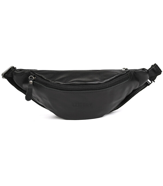 Шкіряна сумка на пояс бананка LIMARY Lim-035GA чорна фото, картинка, изображение