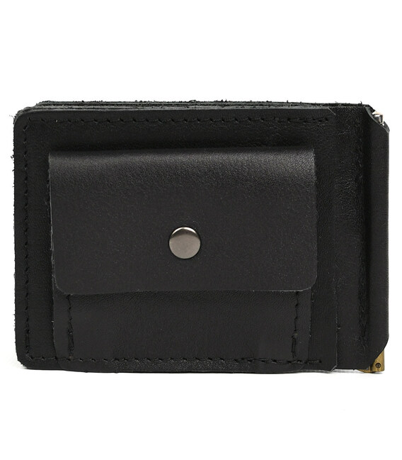 Затискач із монетницею шкіряний чорний Наппа GA-hold2-3md TARWA фото, картинка, изображение