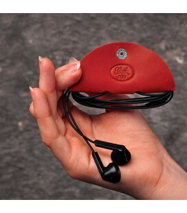 Шкіряний холдер для навушників та проводів корал картинка, зображення, фото