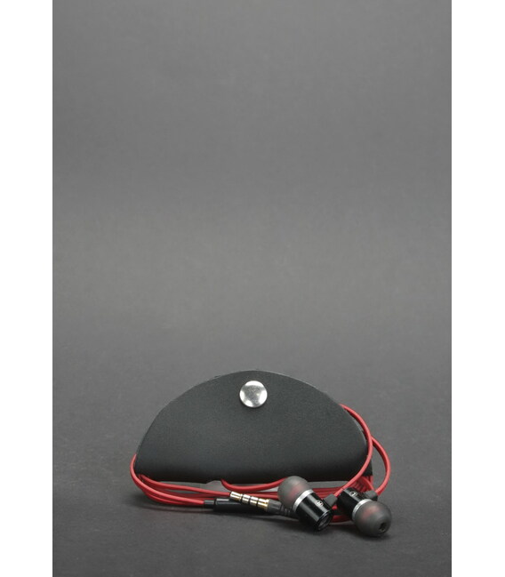 Кожаный холдер для наушников и проводов черный фото, картинка, изображение