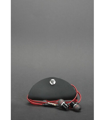 Кожаный холдер для наушников и проводов черный фото, картинка, изображение