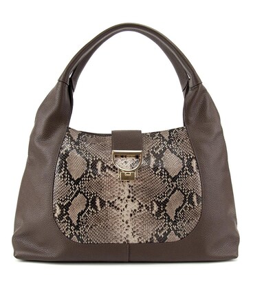 Женская вместительная кожаная сумка на плече с вставкой рептилияTavinchi CH-555DB-R фото, картинка, изображение