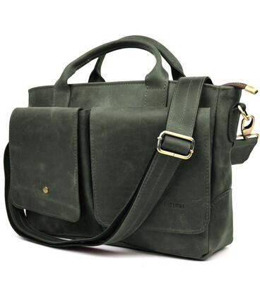 Сумка-портфель чоловіча на плече із ручками TARWA Зелений RЕ-3990-3md картинка, зображення, фото