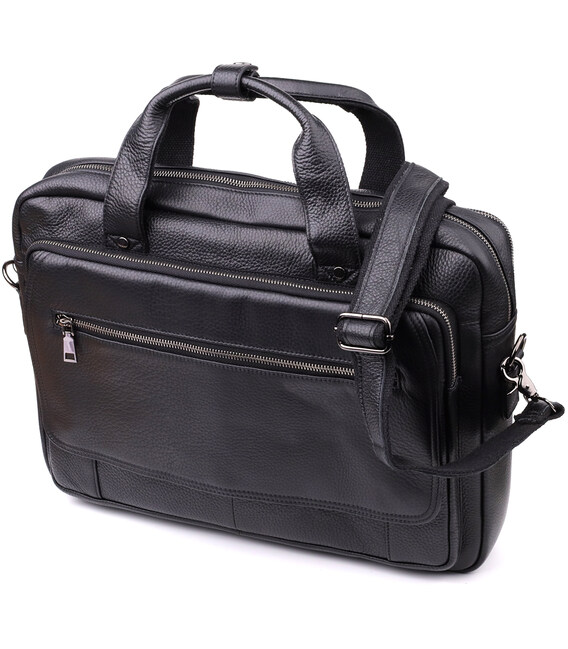 Місткий портфель для чоловіків з натуральної шкіри Vintage 23043 Чорний картинка, зображення, фото