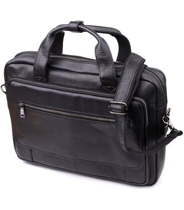 Вместительный портфель для мужчин из натуральной кожи Vintage 23043 Черный фото, картинка, изображение
