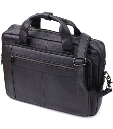 Портфель для мужчин из натуральной кожи Vintage 23042 Черный фото, картинка, изображение