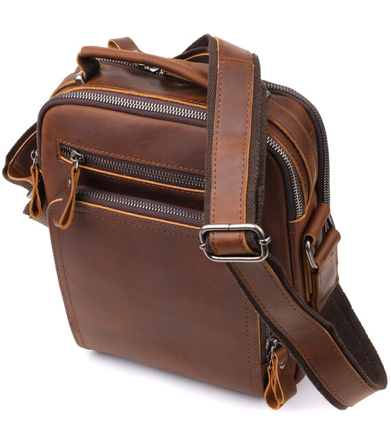 Чоловіча ділова сумка з ручкою для перенесення в руці з натуральної шкіри Vintage 23033 Коричневий картинка, зображення, фото