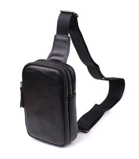 Сумка-слінг для чоловіків з натуральної шкіри Vintage 22955 Чорний