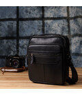 Вертикальна чоловіча сумка з натуральної шкіри Vintage 22967 Чорний картинка, зображення, фото