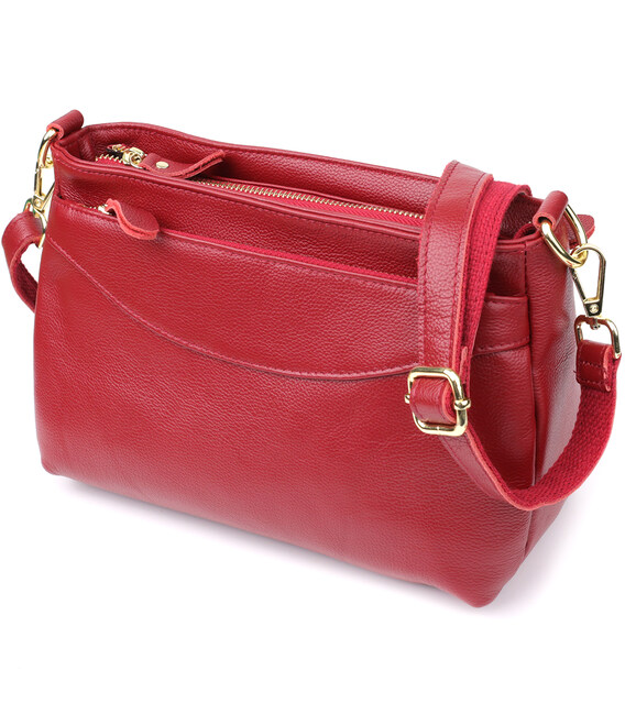 Сумка жіноча з твердим дном з натуральної шкіри Vintage 22982 Червоний картинка, зображення, фото