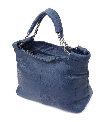 Жіноча шкіряна сумка на кожен день для міста та щоденного використання Vintage 22988 Синя картинка, зображення, фото