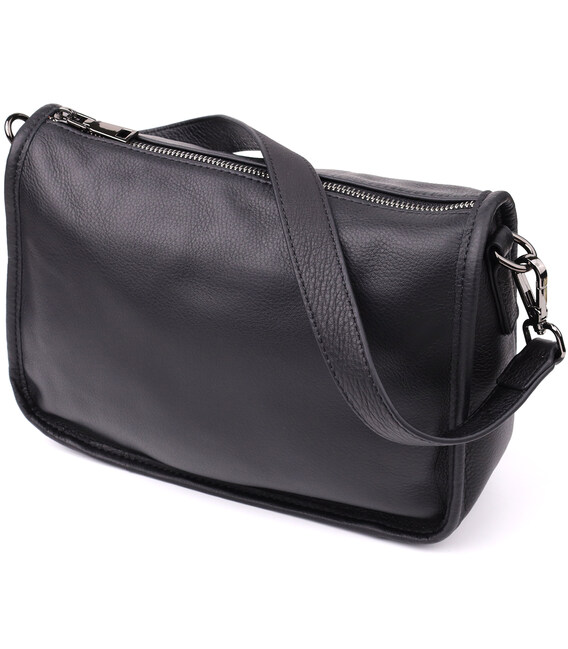 Сумка на плече з натуральної шкіри Vintage 23001 Чорний картинка, зображення, фото